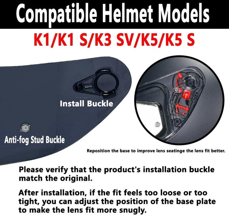 BSTOP K1 Face Shield Uv-Protected for AGV K1, K1S, K3SV, K5, K5S Helmet Shield Visor Windshield (Silver-Day use only) - Image 3
